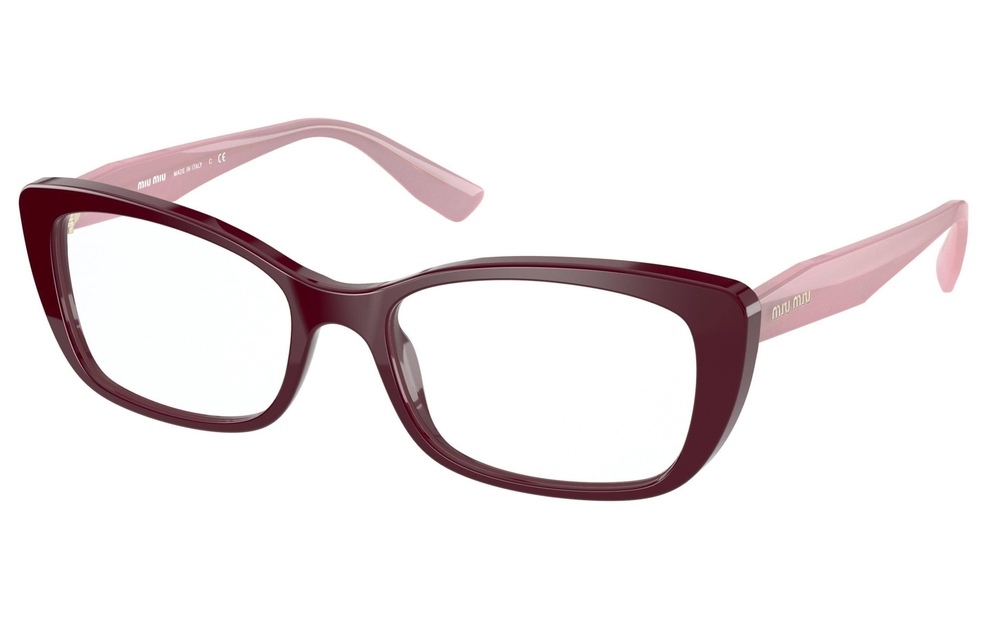NWT Miu Miu MU07TVA-USH1O1 Pink Rectangle 53mm Glasses